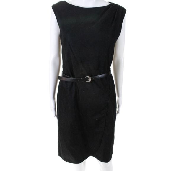 SAKS SLEEVELESS CREW NECK BELTed dress size 4 - Picture 2 of 6